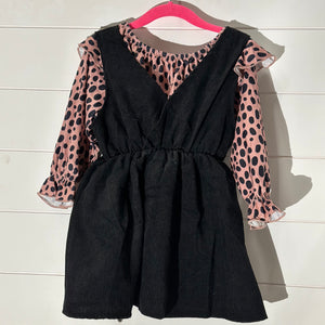 547 Leopard top and black dress(2 piece set)