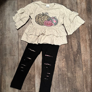 481 Fall distressed leggings set