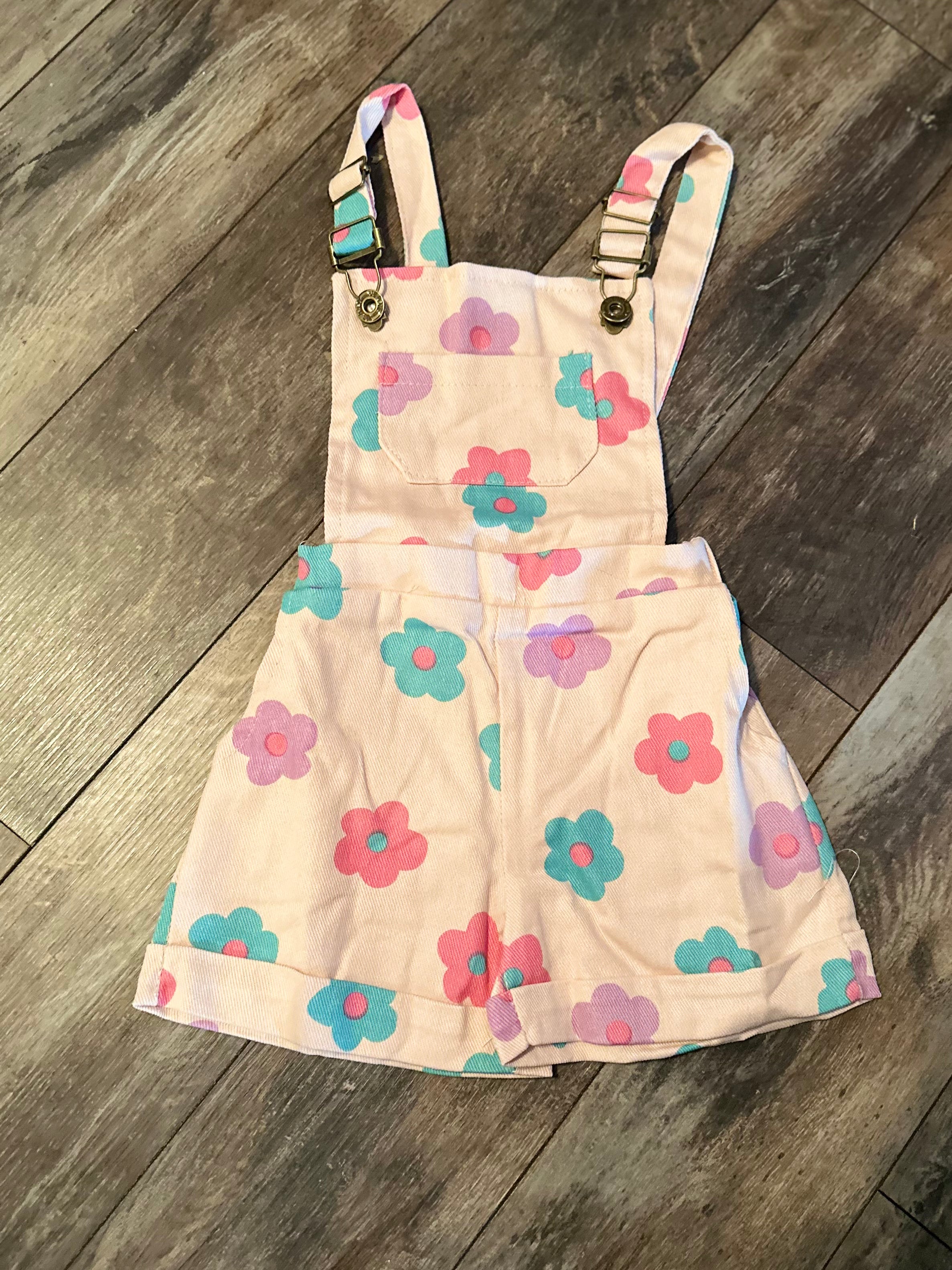 601 Pink Daisy overalls