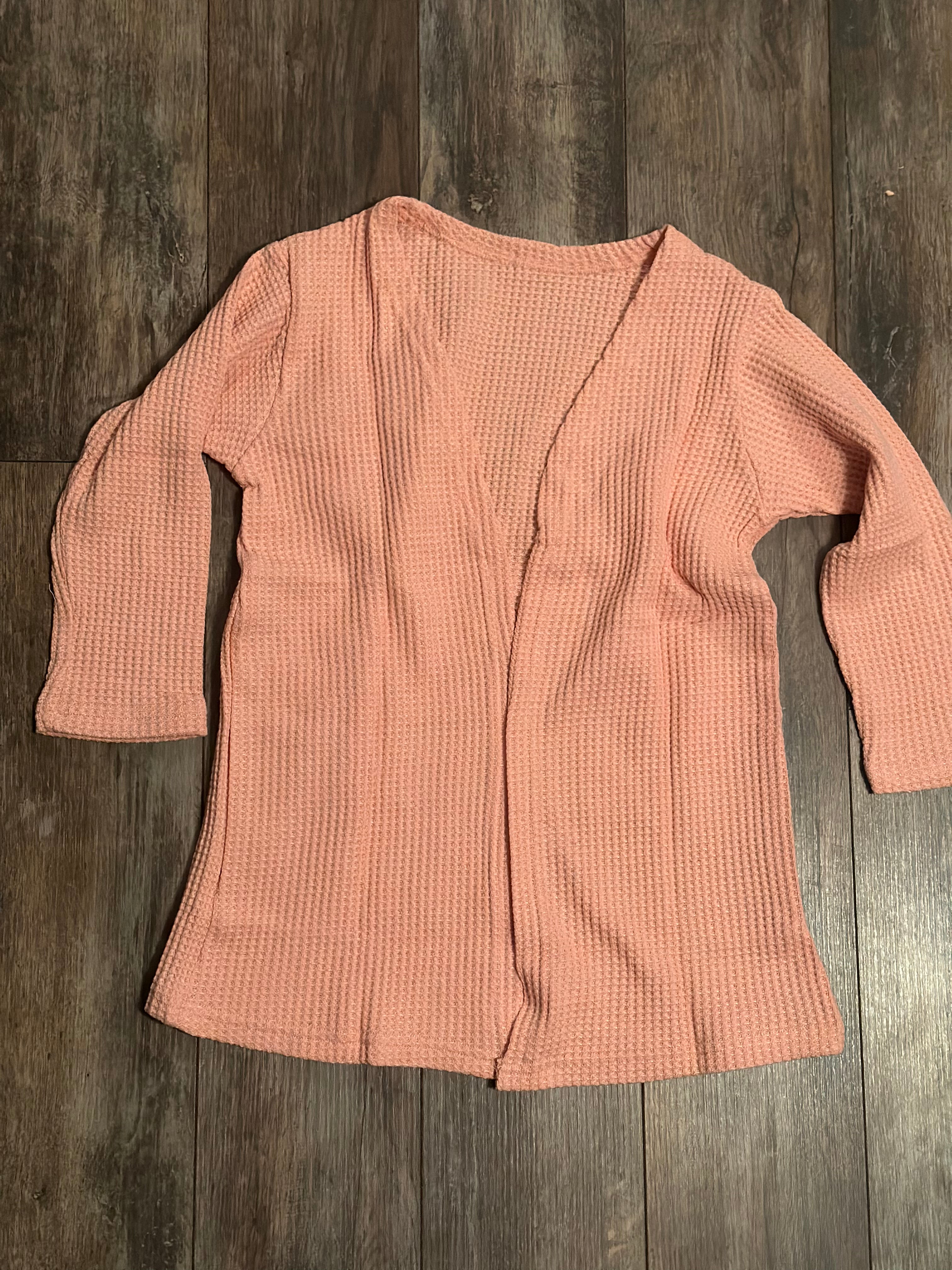 572 Light pink waffle cardigan