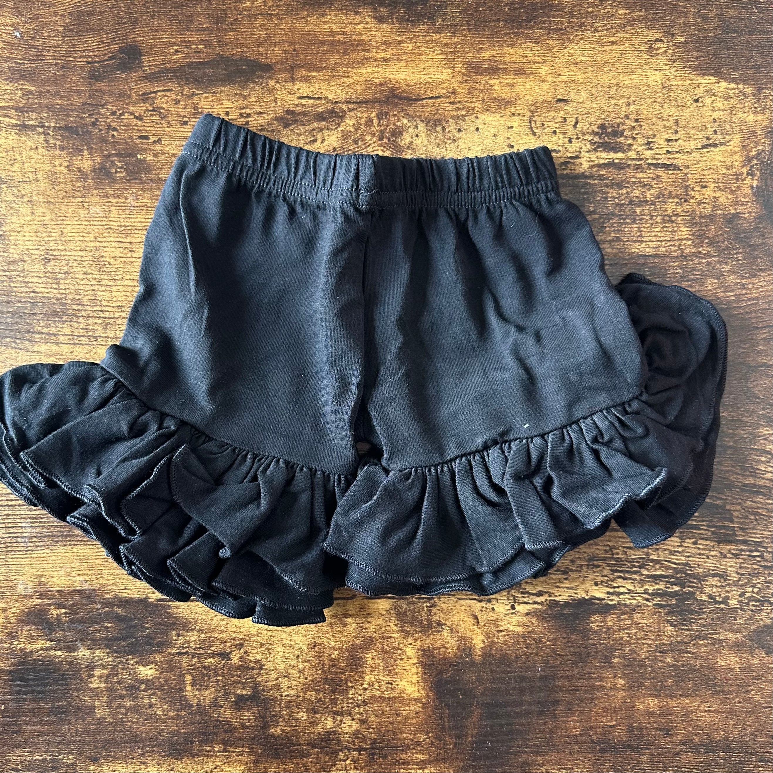 381 black ruffle shorts