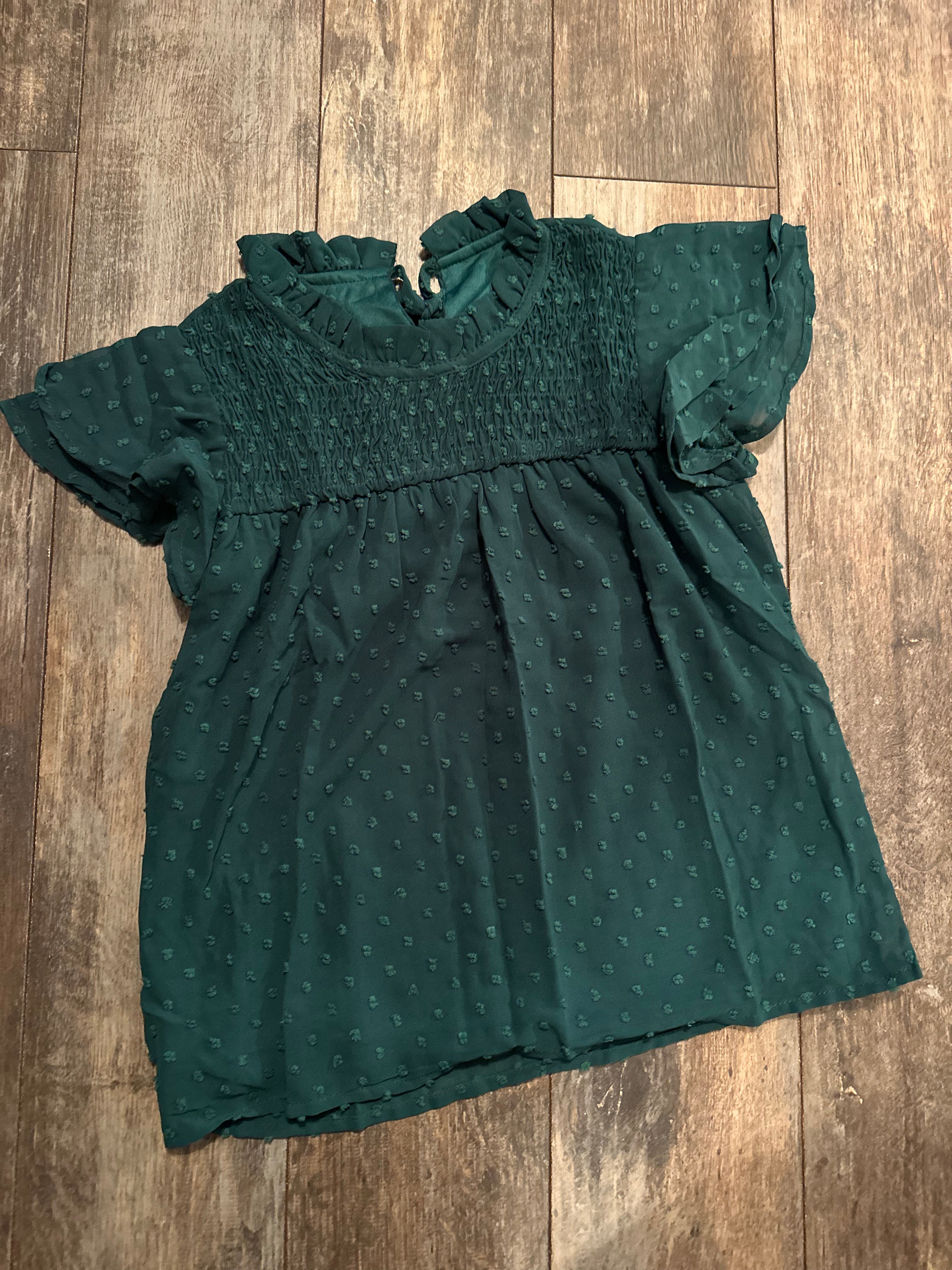 425 hunter green flutter top