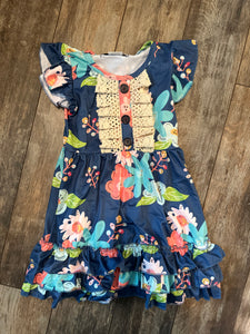 421 navy coral floral dress