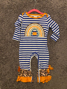 122 blue rainbow pumpkin romper