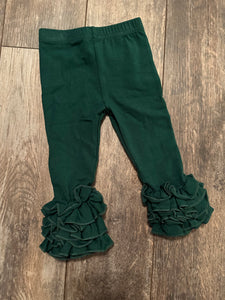 271 forest green ruffle leggings