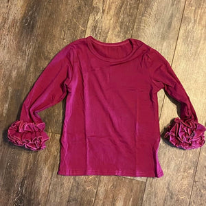 232 cranberry ruffle top